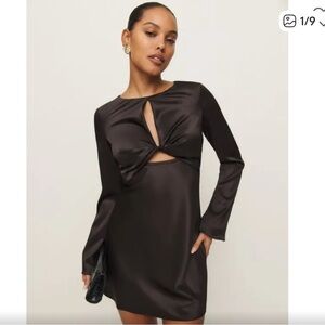Reformation Natalina Satin Mini Dress – Brown